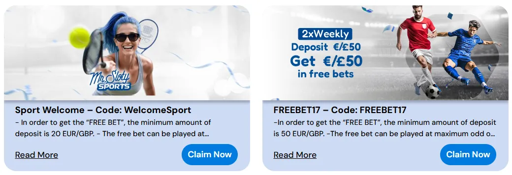 Mr Sloty Sport Bonuses - Welcome Offers and Free Bets for UK Players